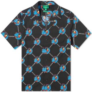 NWT Chinatown Market x Lacoste Button Down Short Sleeve Shirt Black